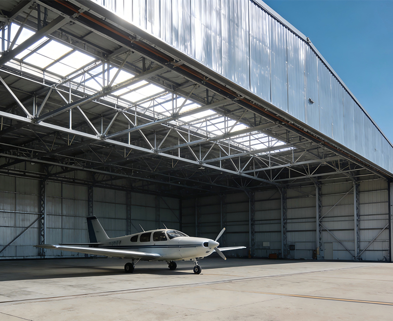 Hangar d'avions en acier pr&eacute;fabriqu&eacute;